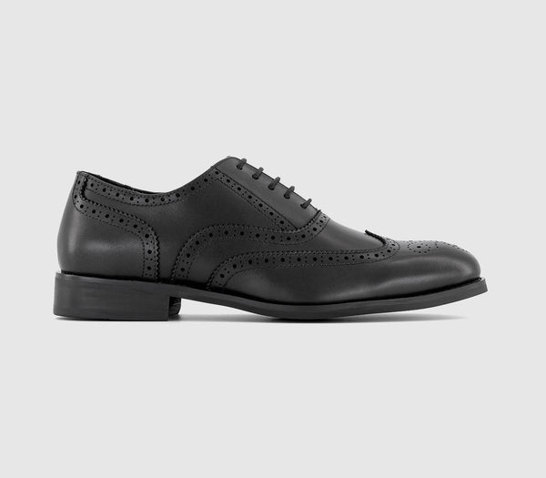 Mens Office Milton Oxford Brogue Shoes Black Leather