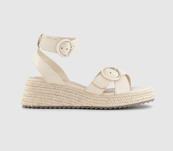 Womens Office Marcella Double Buckle Espadrille Wedge Off White