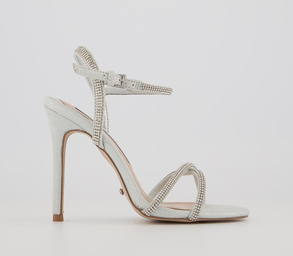 Womens Office Honor Strappy Two Part Stiletto Silver