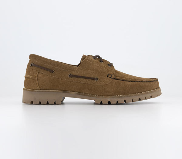 Mens Office Colorado Cleated Suede Boat Shoes Brown Suede