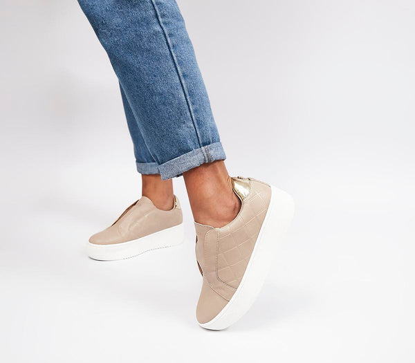 Office Fancy Quilted Slip On Trainers Blush