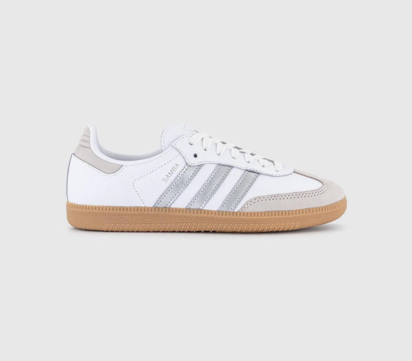 adidas Samba Og Trainers White Silver Metallic Grey UK Size 4