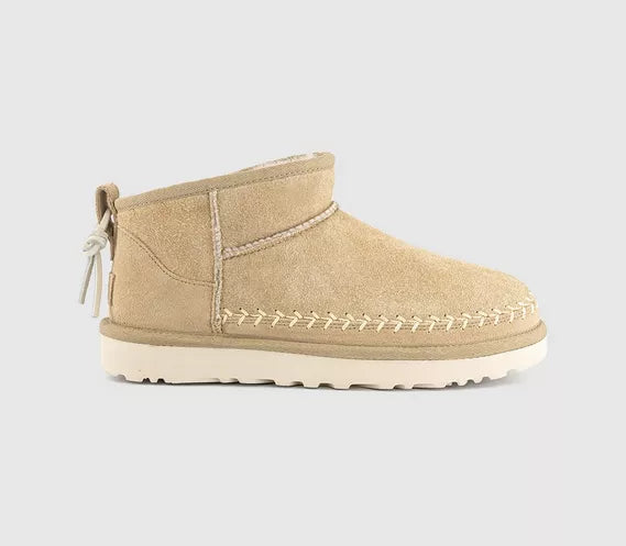 Womens UGG Classic Ultra Mini Biarritz Boots Mustard Seed UK Size 5
