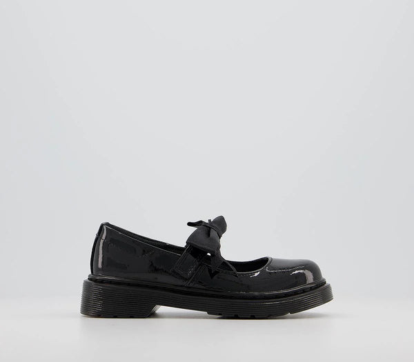 Kids Dr. Martens Maccy Ii Bow Mary Jane Jnr Shoes Black Patent Leather UK Size 10 youth