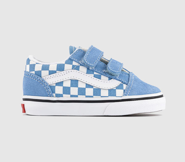 Kids Vans Old Skool Toddler Trainers Checkerboard Heritage Blue