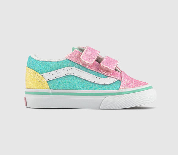 Kids Vans Old Skool Toddler Trainers Pearl Glitter Pastel Multi Uk Size 5 Infant