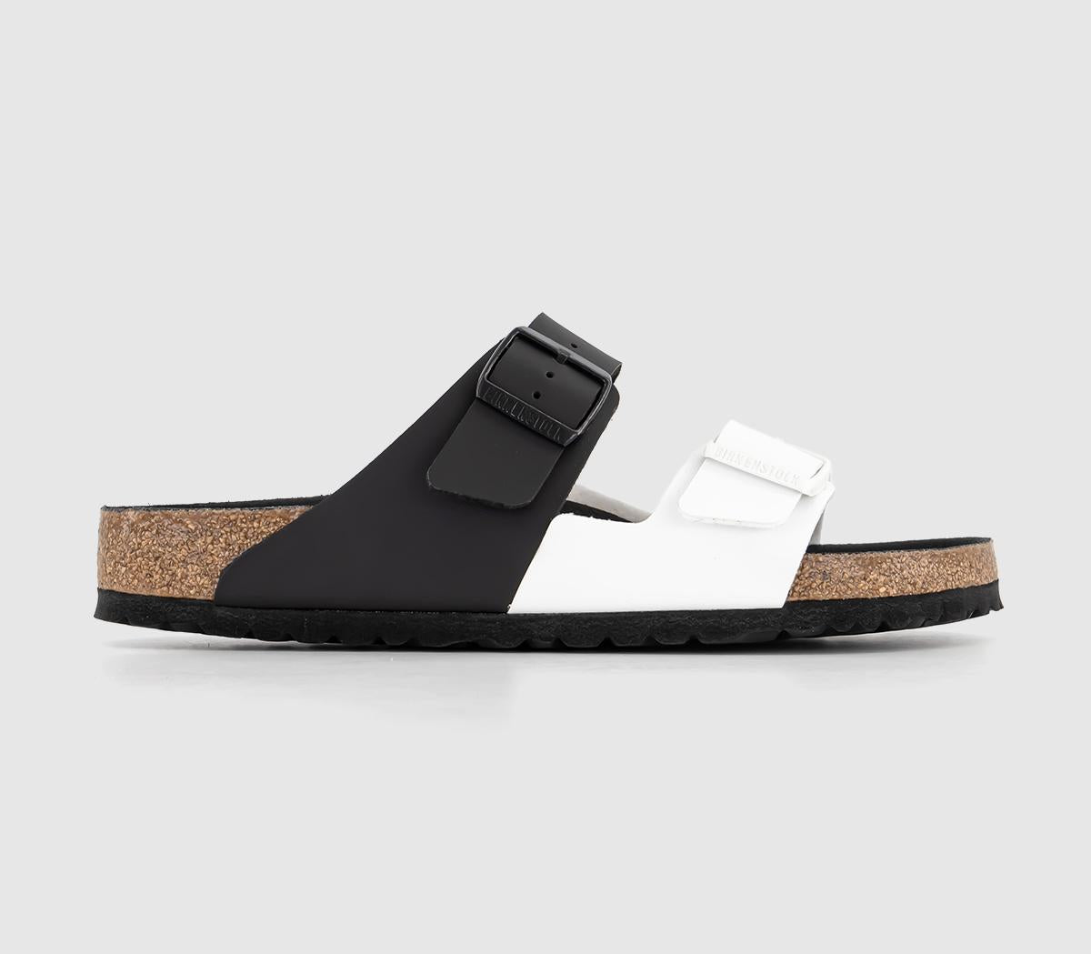 Mens Birkenstock Arizona Two Strap White Black Split