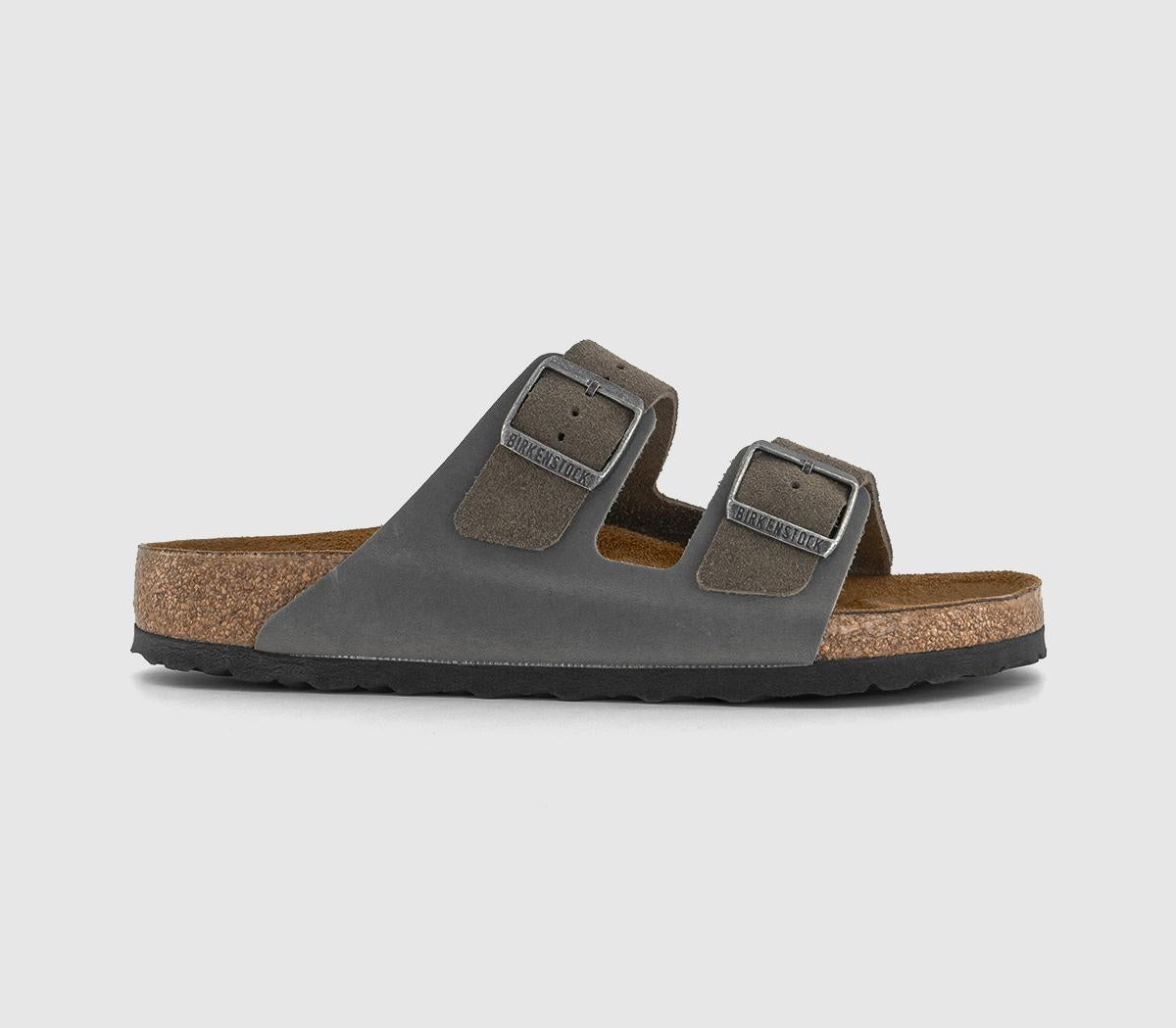 Mens BIRKENSTOCK Arizona Two Strap Sandals Concrete Gray Contrast