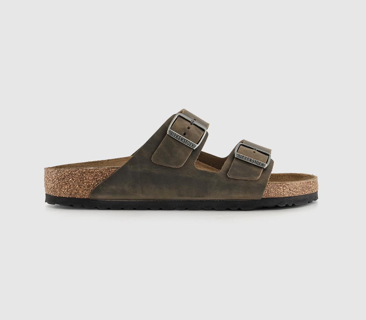 Mens Birkenstock Arizona Two Strap Faded Khaki Oiled Leather Uk Size 9