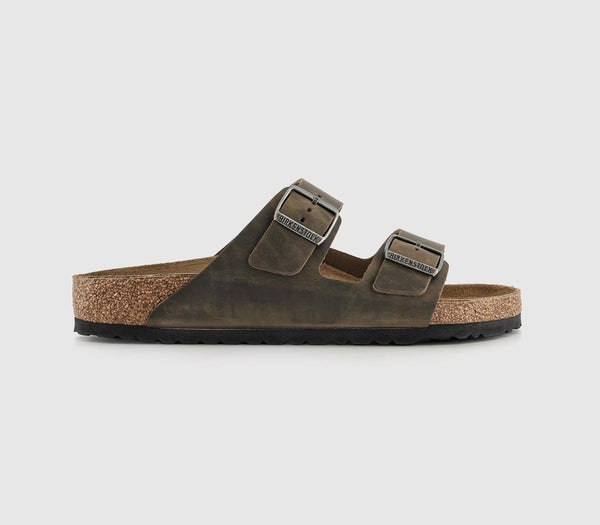 Mens Birkenstock Arizona Two Strap Faded Khaki Oiled Leather Uk Size 9