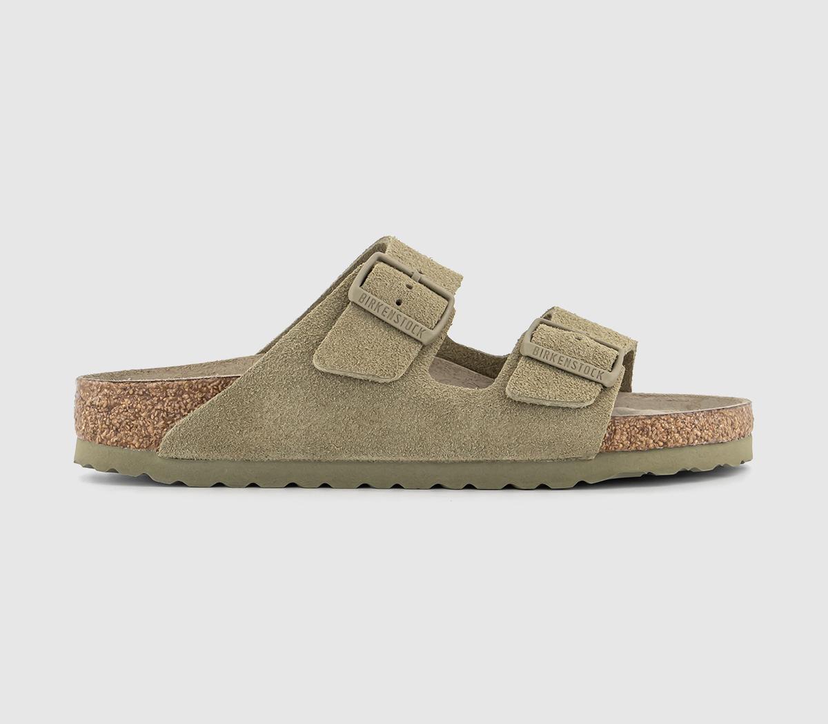 Mens BIRKENSTOCK Arizona Two Strap Sandals Suede Faded Khaki Sfb