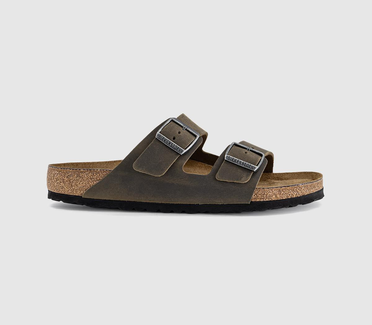Mens BIRKENSTOCK Arizona Two Strap Sandals Faded Khaki Oiled Leather Sfb UK Size 9.5 EU44