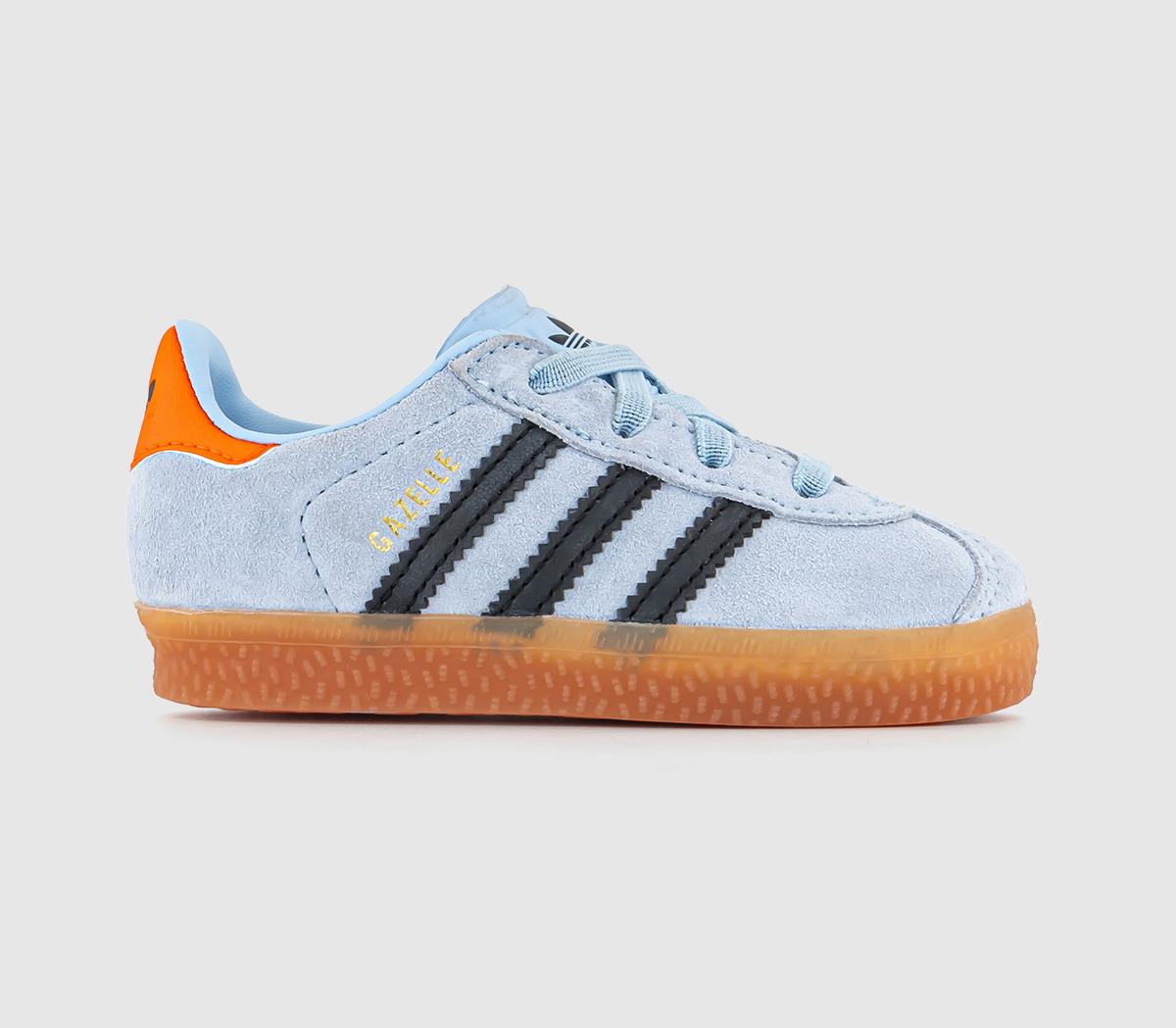 Kids adidas Gazelle 2 Infant Clear Sky Black Solar Orange Uk Size 7 In OFFCUTS SHOES by OFFICE