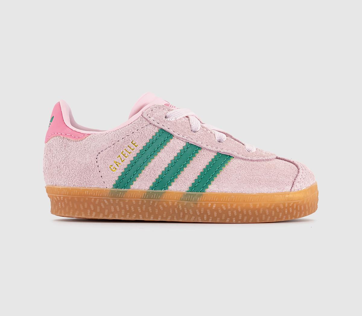 Kids adidas Gazelle Infant Trainers Clear Pink Court Green Bliss