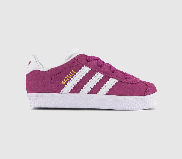 Kids adidas Gazelle 2 Infant Trainers Semi Lucid Fuchsia Cloud White Gold Metallic Uk Size 7 Infant