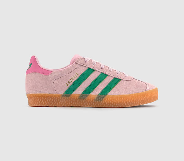 Kids Adidas Gazelle 2 Kids Trainers Clear Pink Court Green Bliss Pink Uk Size 2