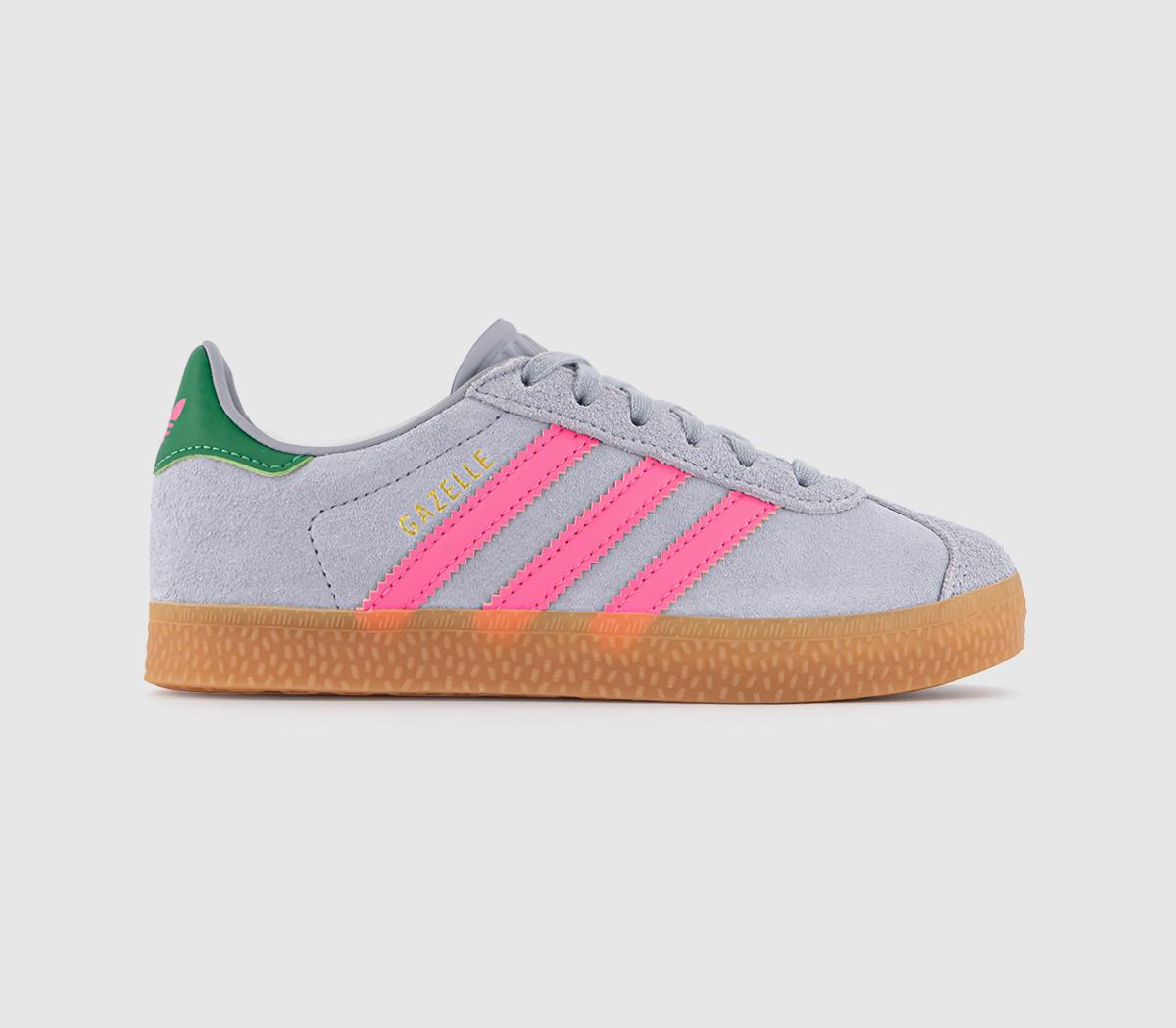 Kids adidas Gazelle 2 Trainers Halo Silver Pink Green