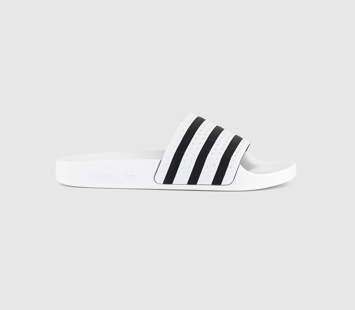 Mens adidas Adilette Sliders White Black - OFFCUTS SHOES by OFFICE