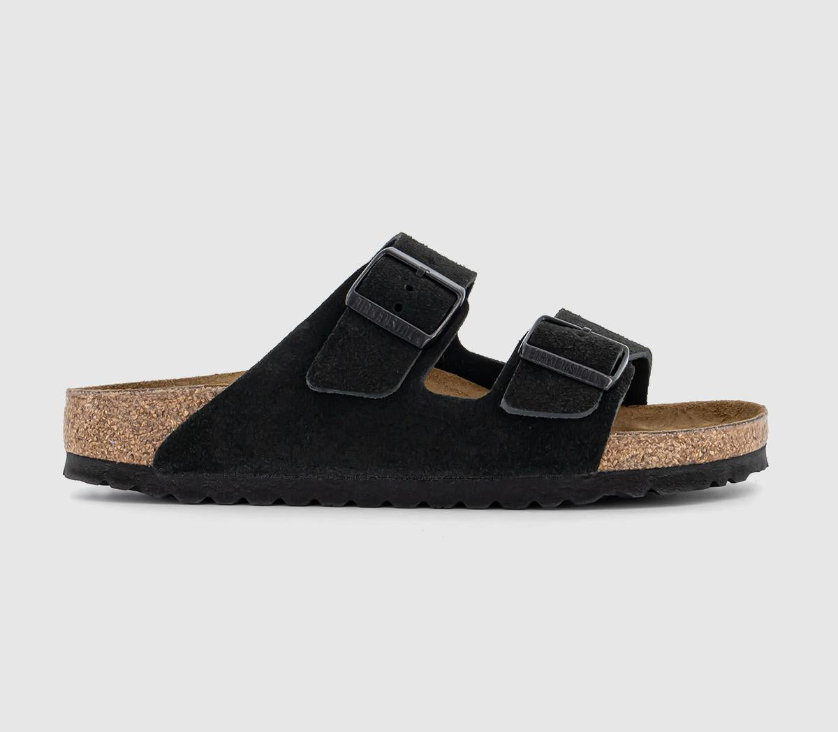 Womens Birkenstock Arizona Two Strap Suede Black Uk Size 5