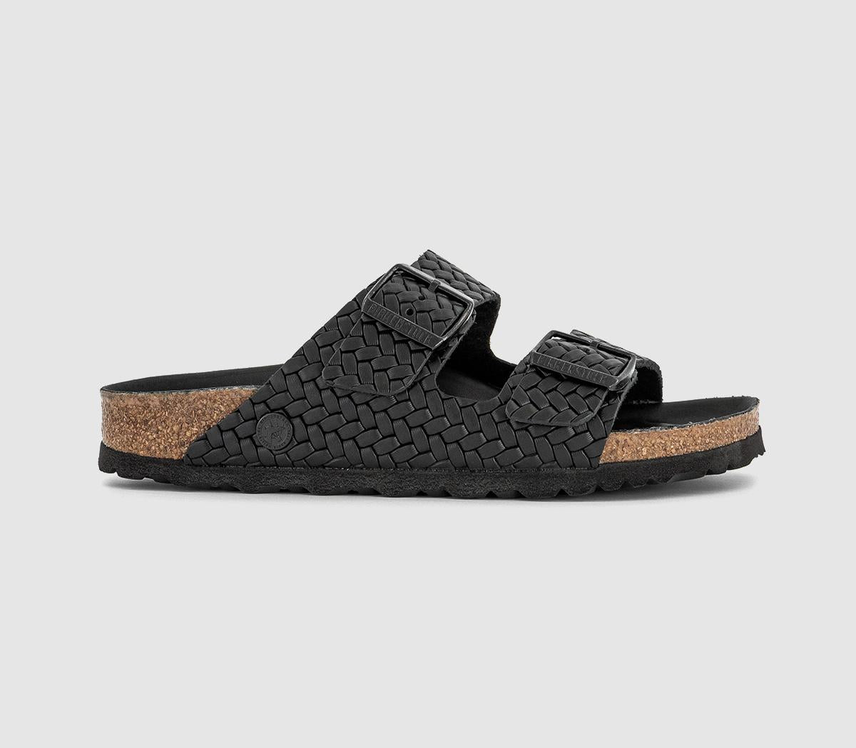 Womens BIRKENSTOCK Arizona Two Strap Sandals Black Woven