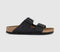 Womens BIRKENSTOCK Arizona Two Strap Sandals Black Natural Leather - OFFCUTS SHOES by OFFICE