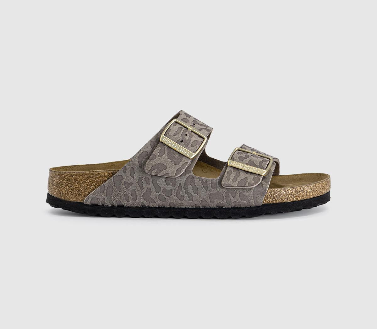 Womens BIRKENSTOCK Arizona Two Strap Sandals Leo Grey Taupe