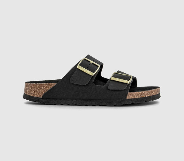 Womens BIRKENSTOCK Arizona Two Strap Sandals Black Saffiano