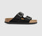 Womens BIRKENSTOCK Arizona Two Strap Soft Footbed Sandals Black Nubuck Sfb