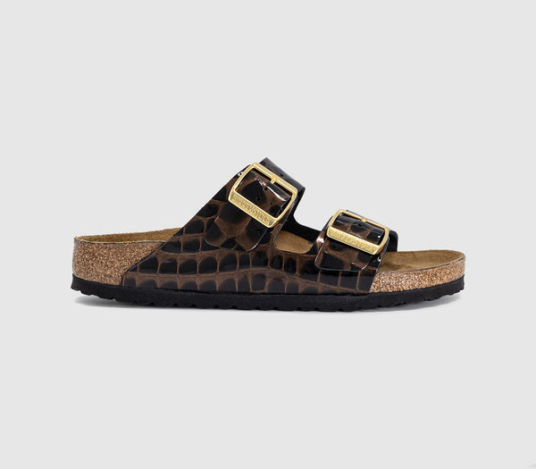 Womens BIRKENSTOCK Arizona Two Strap Sandals Animal Emboss Black
