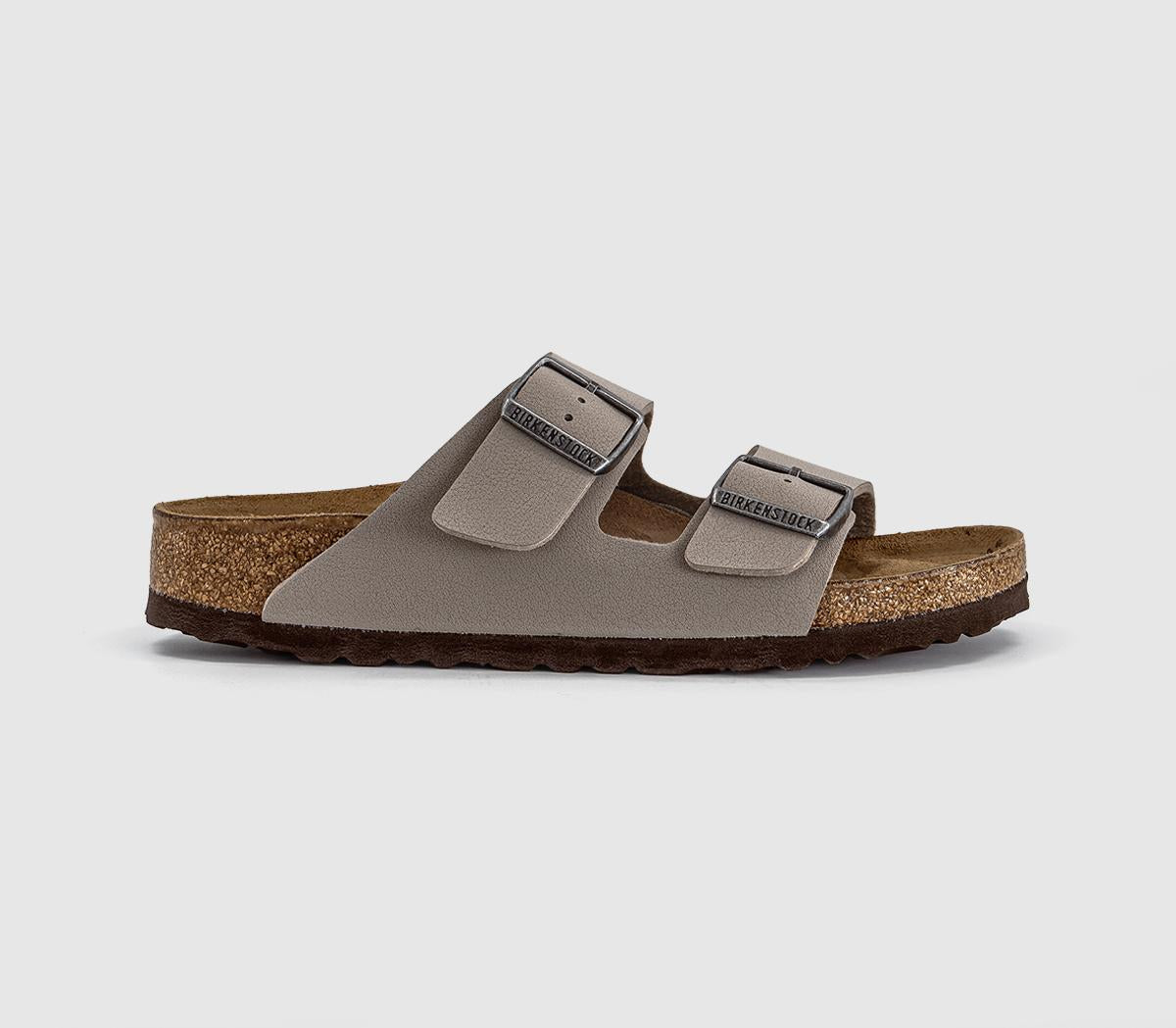 Womens BIRKENSTOCK Arizona Two Strap Sandals Faded Khaki Dark Brown