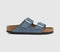Womens BIRKENSTOCK Arizona Two Strap Sandals Stone Blue Nubuck