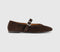 Womens OFFICE Flavour Suede Mary Jane Ballet Pumps Brown Suede UK Size 4