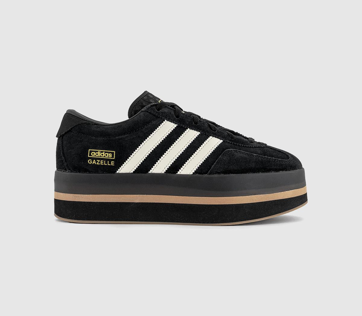 adidas Gazelle Stack Trainers Core Black Cream White Gum UK Size 6