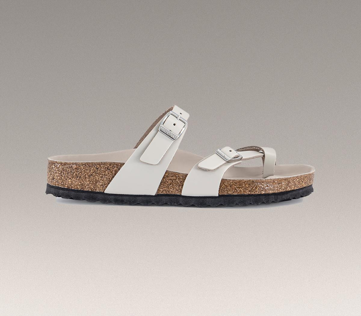 Womens BIRKENSTOCK Mayari Cross Strap Sandals Oyster Amalfi Leather