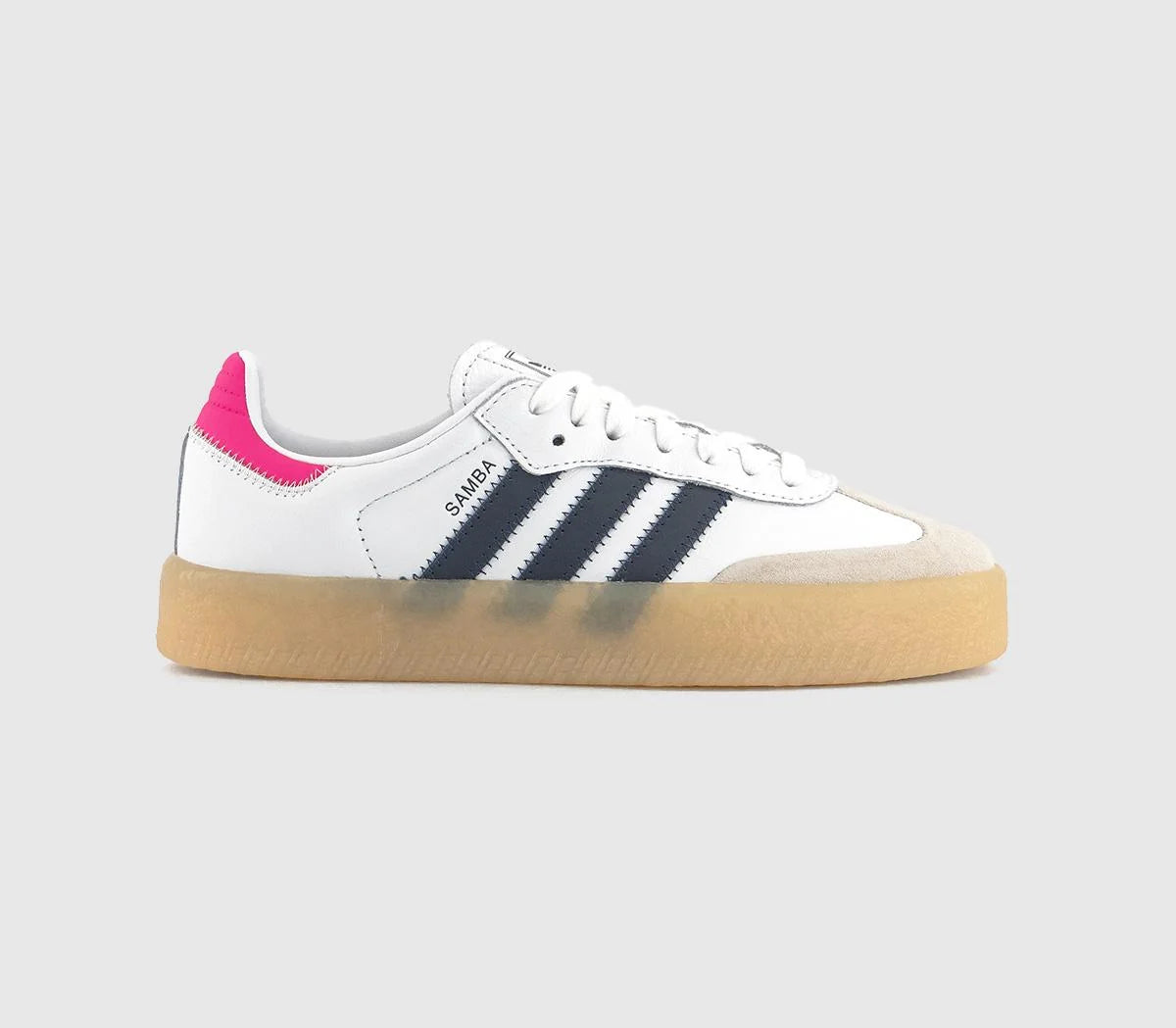 adidas Sambae Trainers White Night Indigo Pink Gum UK Size 4