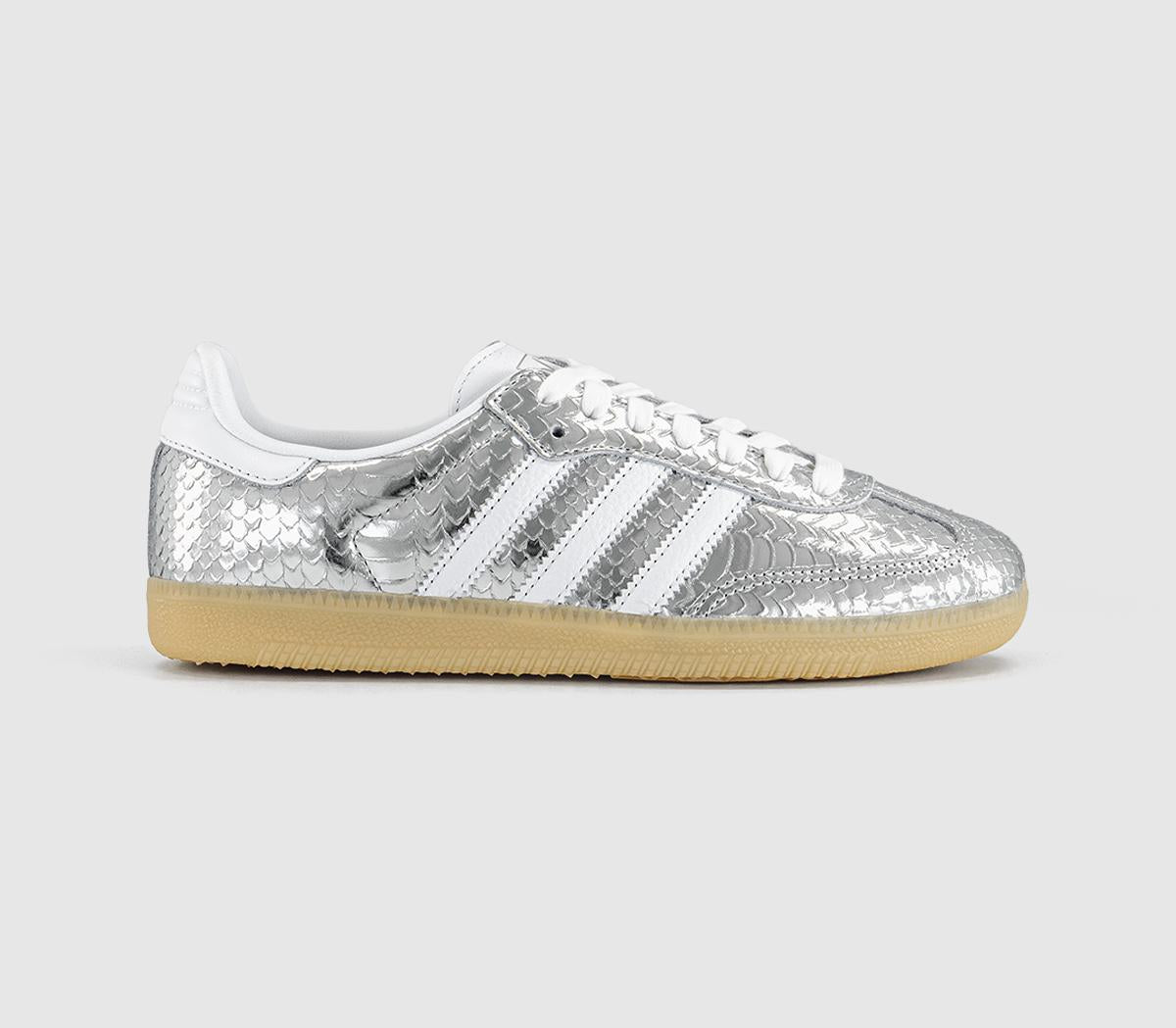 adidas Samba Og Trainers Snake Silver Metallic White Gum UK Size 5.5