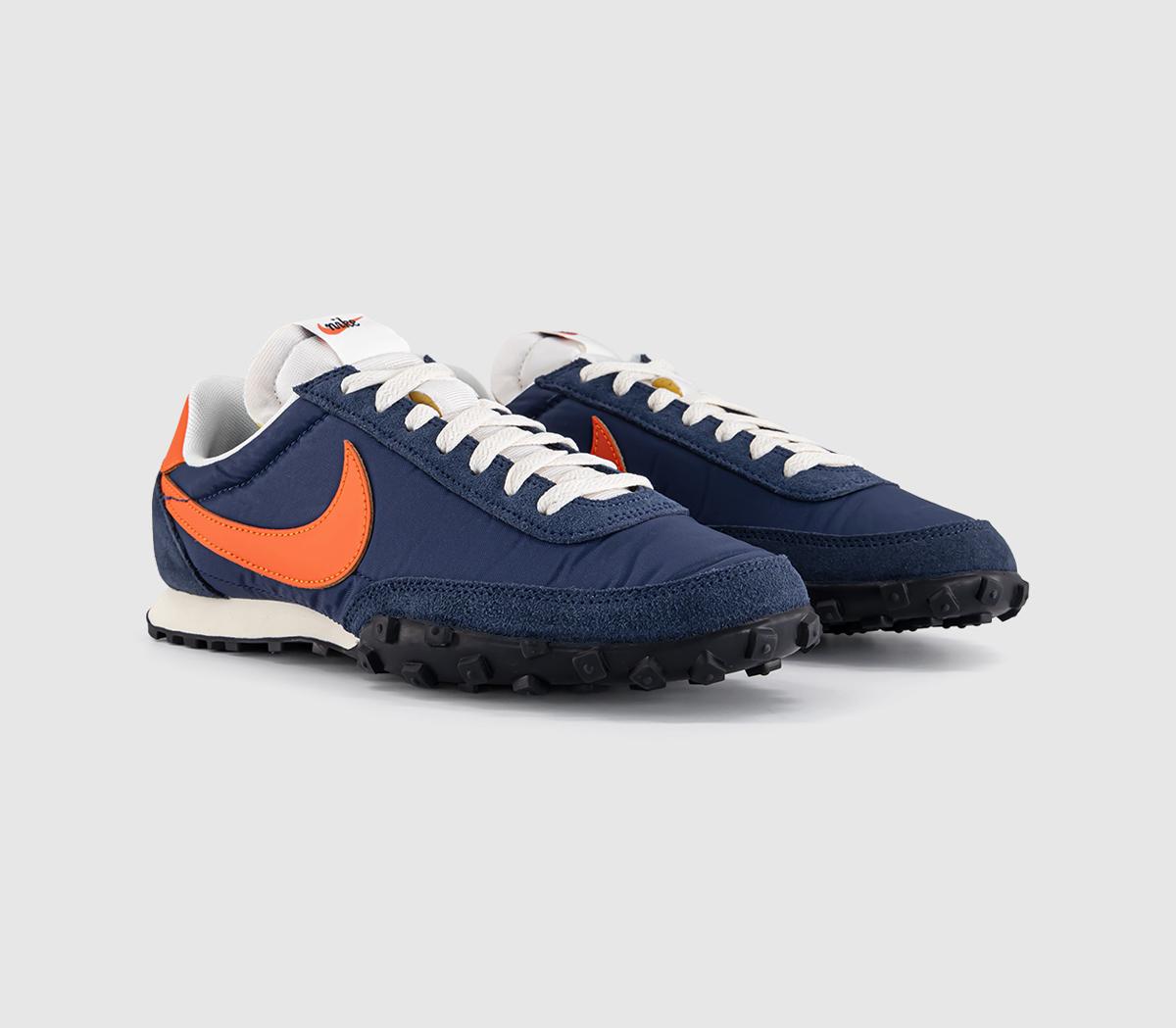 Nike Waffle Racer Trainers Midnight Navy Safety Orange Sail