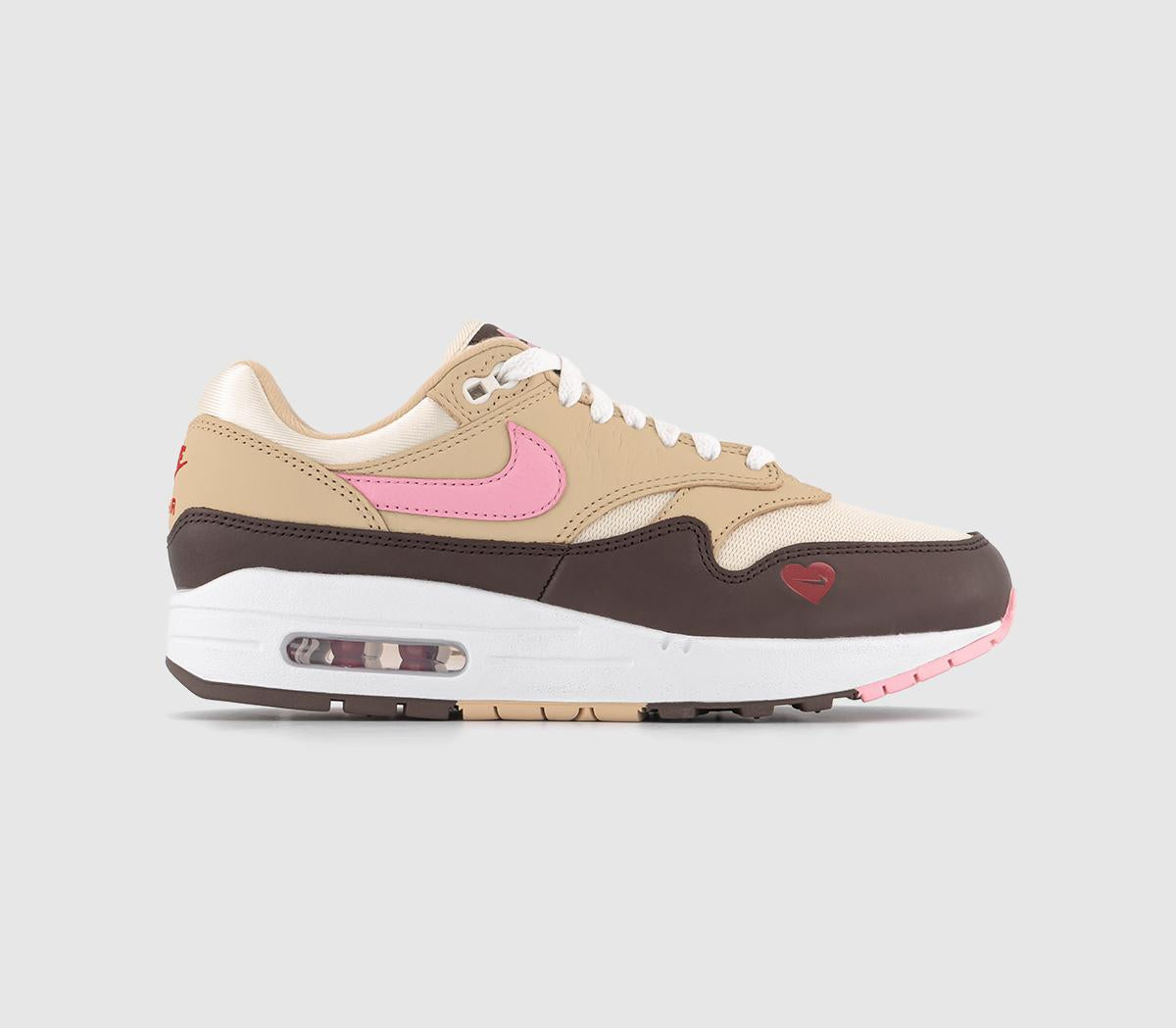 Nike Air Max 1 Trainers Sesame Medium Soft Pink Coconut Baroque Brown