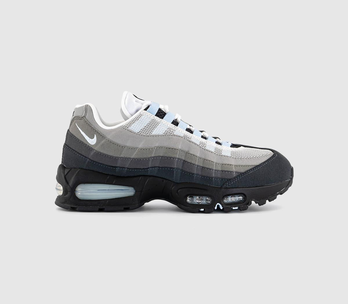 Nike Air Max 95 Trainers Black Blue Tint White Medium Grey Anthracite Light
