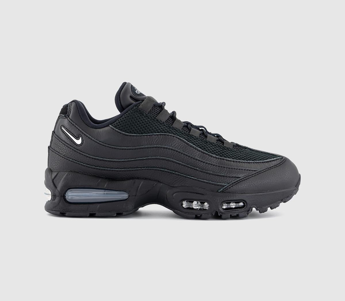 Nike Air Max 95 Trainers Black Metallic Pewter Anthracite Smoke Grey Light - OFFCUTS SHOES by OFFICE