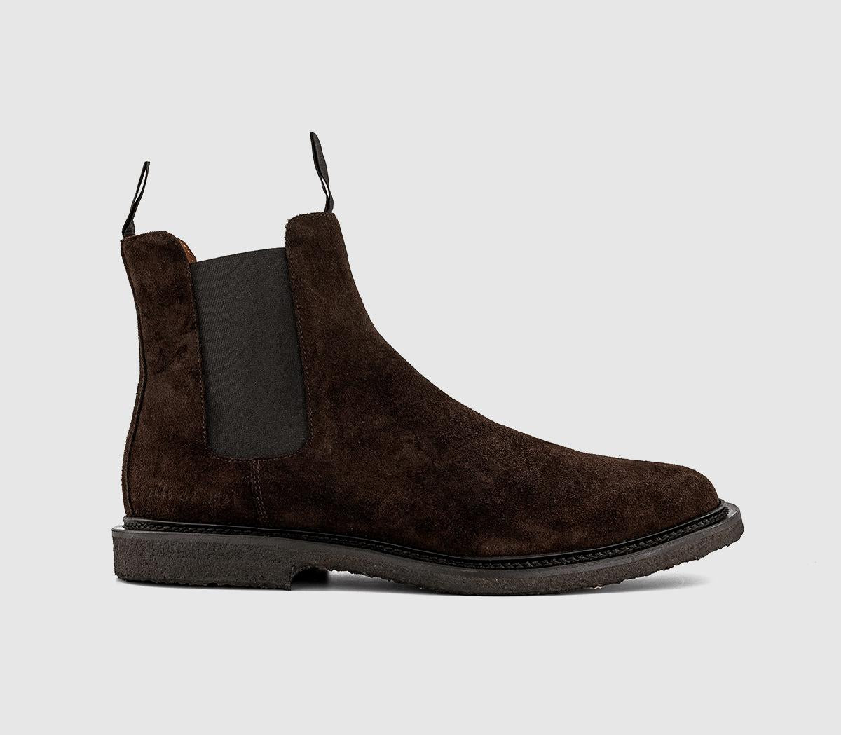 Mens Common Projects Chelsea Suede Boots Dark Brown