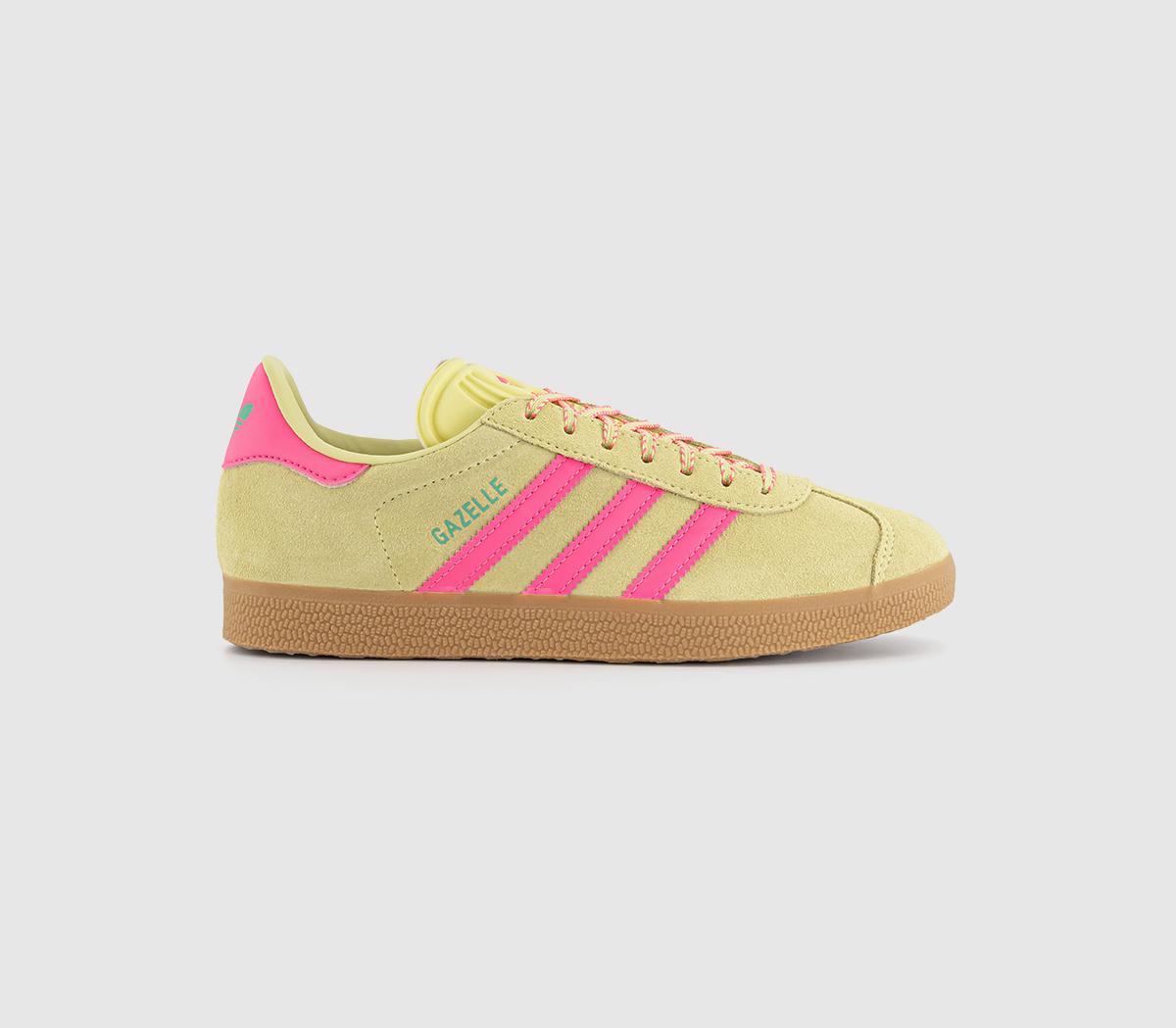  adidas Gazelle Trainers Power Yellow Lucid Pink Gum Uk Size 6