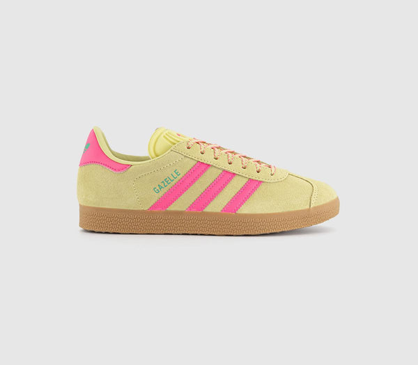  adidas Gazelle Trainers Power Yellow Lucid Pink Gum Uk Size 6