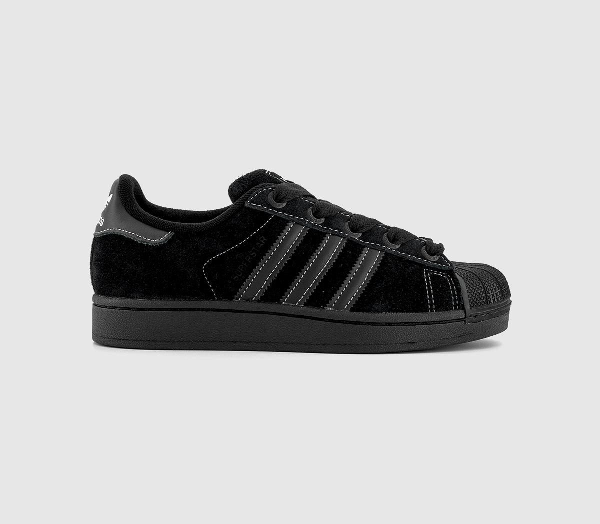 adidas Superstar II Trainers Core Black White Stitching - OFFCUTS SHOES by OFFICE