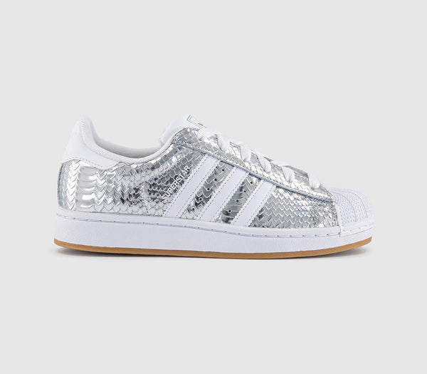 adidas Superstar II Trainers Snake Silver Metallic White Grey