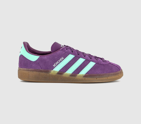  adidas Munchen Trainers Rich Mauve Clear Mint Gum Uk Size 6