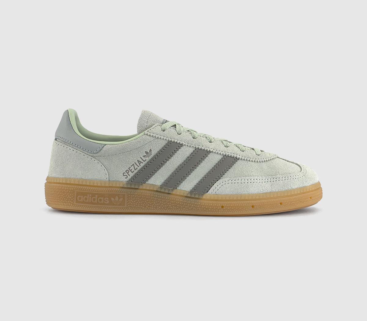 adidas Handball Spezial Trainers Linen Green Silver Pebble Wonder Silver UK Size 4.5