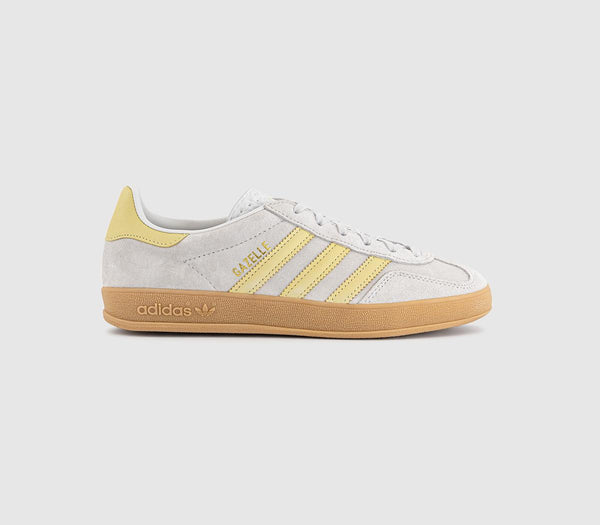  adidas Gazelle Indoor Trainers Grey One Power Yellow Gum Uk Size 5