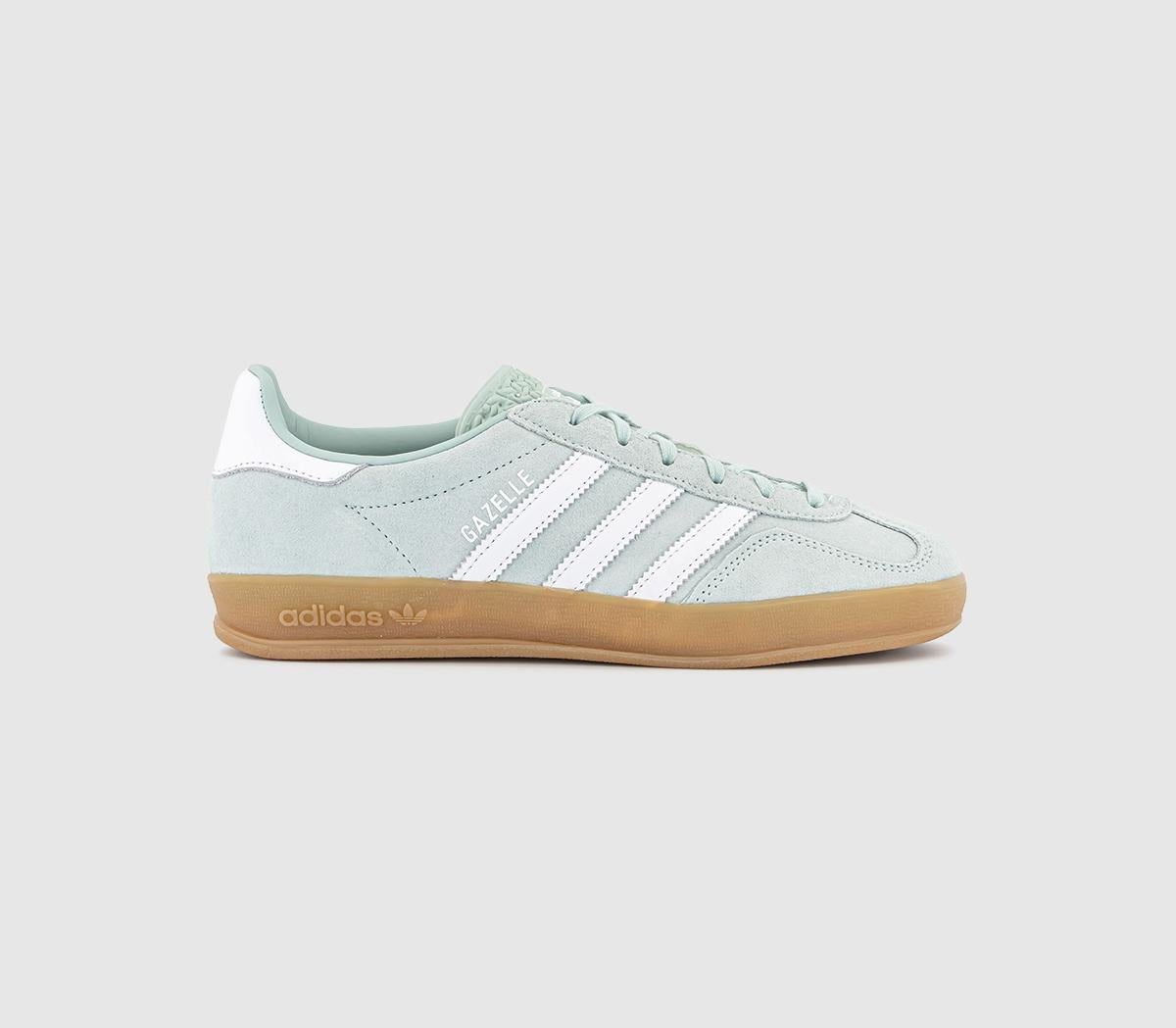  adidas Gazelle Indoor Trainers Ash Green White Gum Uk Size 5.5