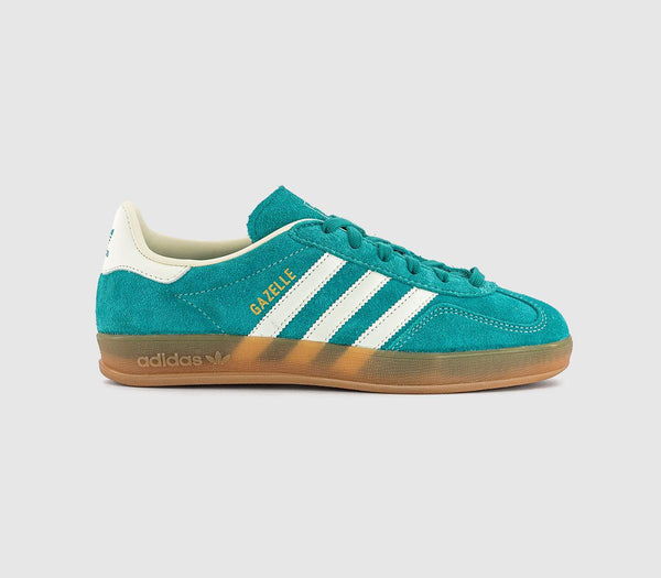  adidas Gazelle Indoor Trainers Pure Teal Offwhite Gold Metallic Uk Size 4